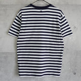 アミ パリス ハート ロゴ 刺繍 ボーダー柄 Tシャツ トップス ブラック×ホワイト Mサイズ - NEWSED