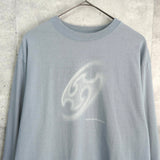 サンサンギア プリント ロンT 長袖Tシャツ ブルー - NEWSED