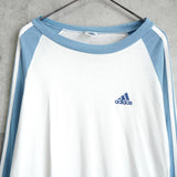 アディダス パフォーマンスロゴ ラグランTシャツ ロンT ホワイト / ブルー - NEWSED