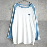 アディダス パフォーマンスロゴ ラグランTシャツ ロンT ホワイト / ブルー - NEWSED