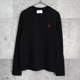 アミパリ アミ パリス ハートロゴ ロンT 長袖Tシャツ ブラック - NEWSED