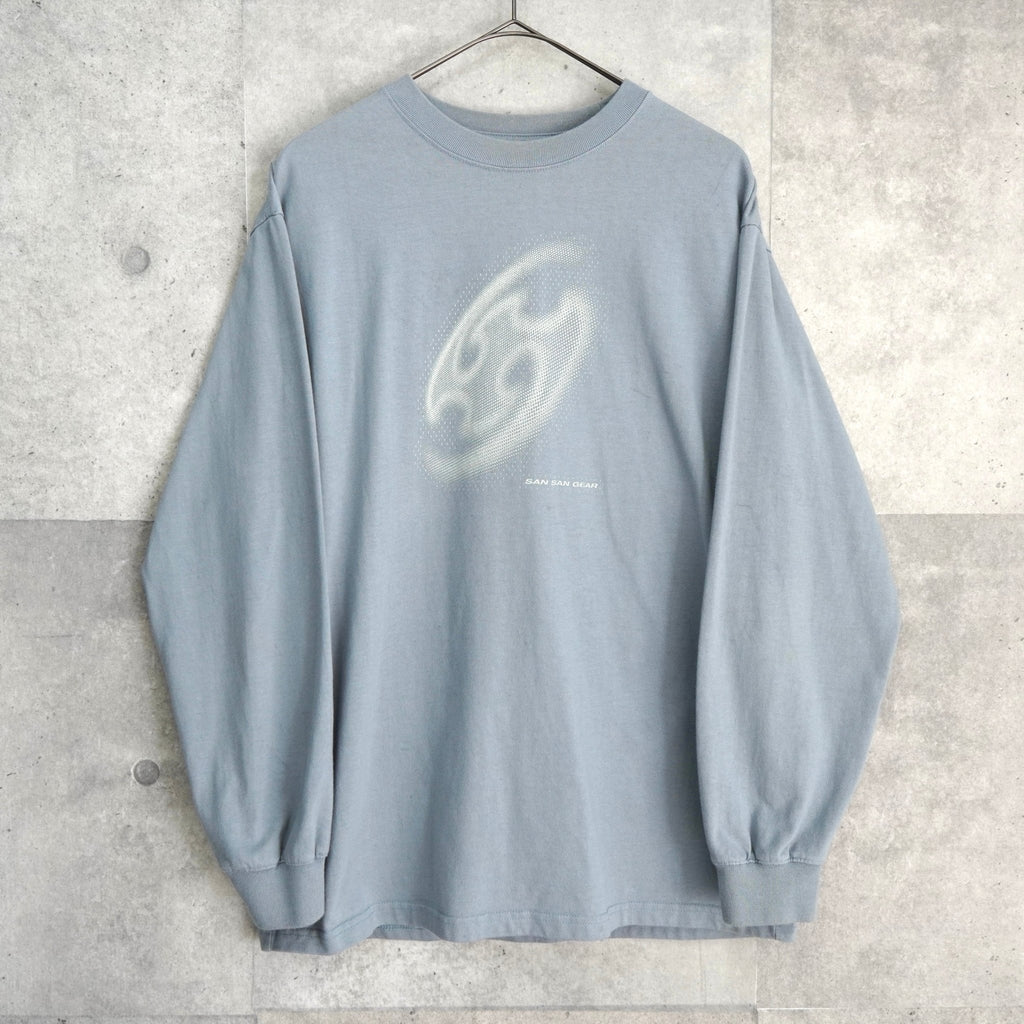 サンサンギア プリント ロンT 長袖Tシャツ ブルー