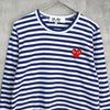 プレイ コム デ ギャルソン ハートロゴ ボーダー ロンT 長袖Tシャツ ネイビー / ホワイト