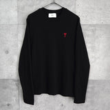 アミパリ アミ パリス ハートロゴ ロンT 長袖Tシャツ ブラック - NEWSED