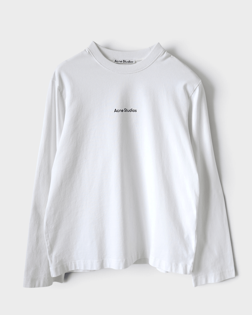 アクネ ストゥディオズ ロゴ オーバーサイズ ロンT 長袖Tシャツ ホワイト XS メンズ レディース