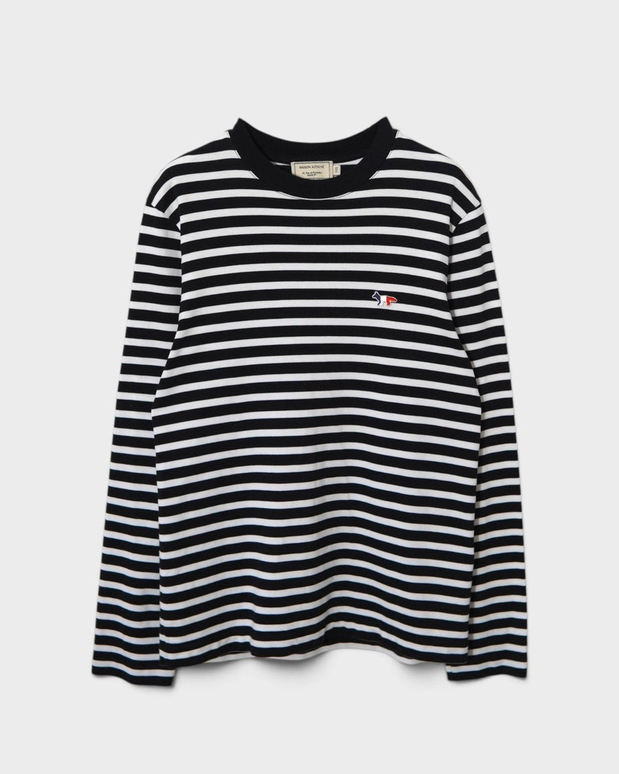 メゾン キツネ トリコロールフォックス ボーター 長袖Tシャツ ロンT ブラック ホワイト XXS レディース - NEWSED