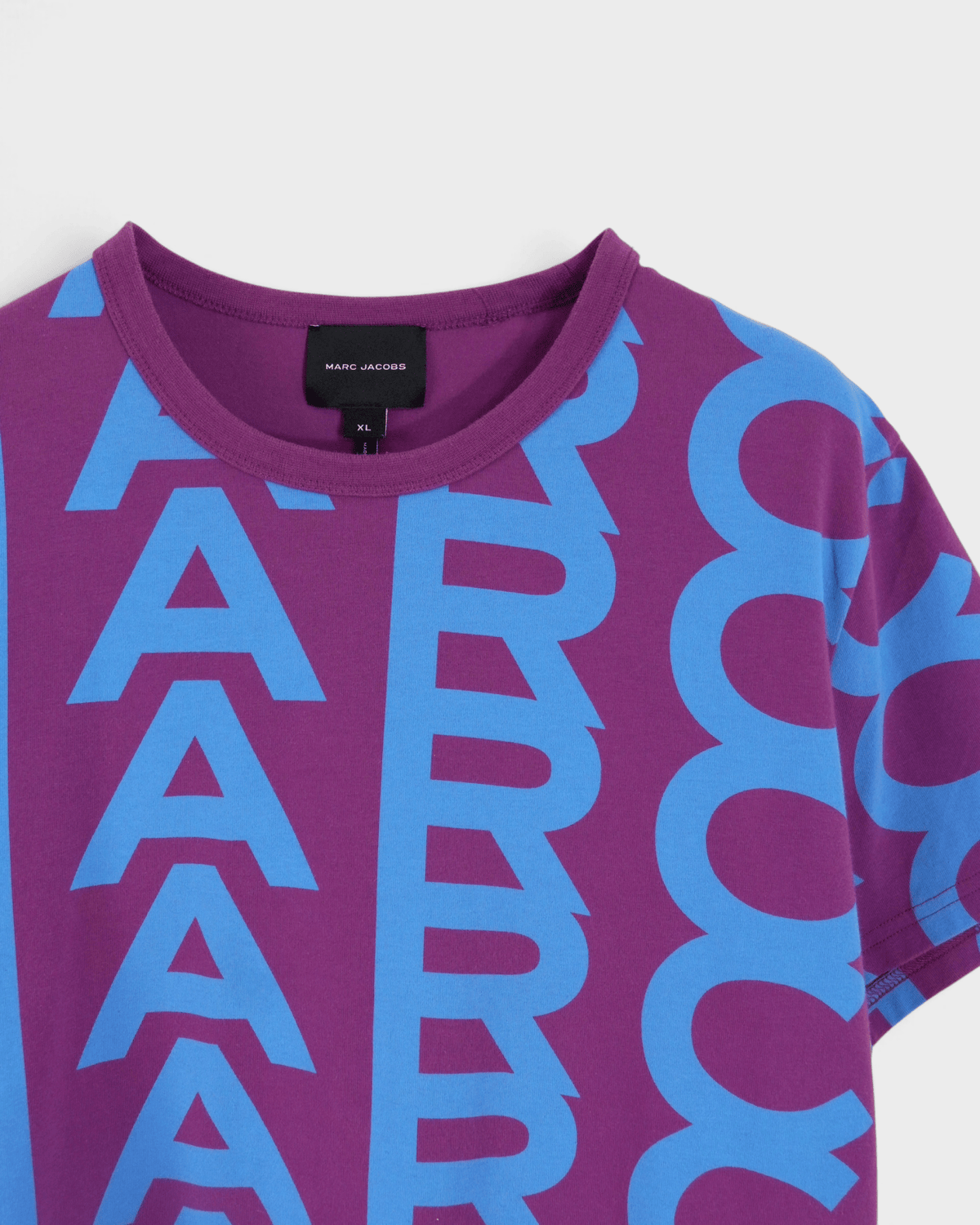 マークジェイコブス ロゴ 総柄 Tシャツ ブルー パープル XL レディース - NEWSED