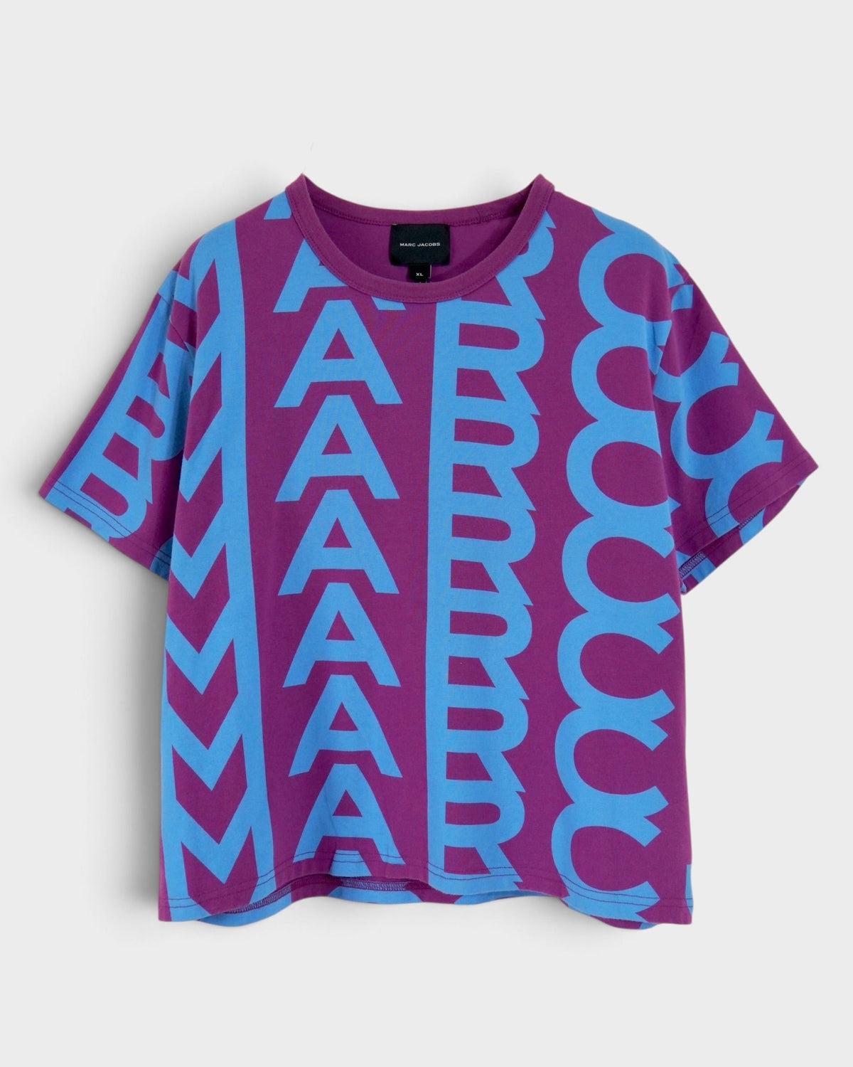 マークジェイコブス ロゴ 総柄 Tシャツ ブルー パープル XL レディース - NEWSED
