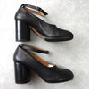Maison Margiela tabi ankle strap leather heel pumps in black size 40