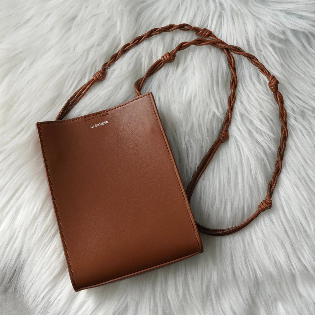 ジルサンダー TANGLE SMALL タングル レザー ショルダーバッグ ダークブラウン