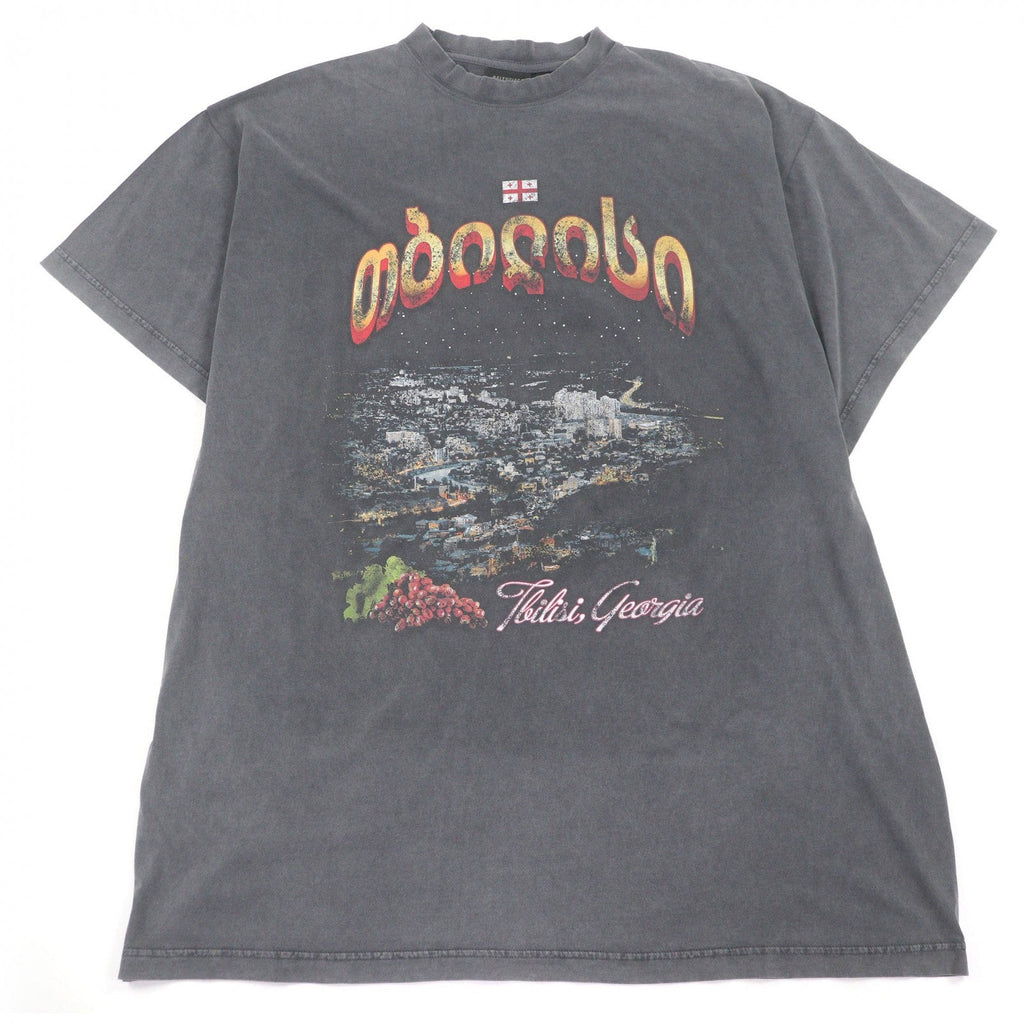 バレンシアガ Tbilisi Oversized T-Shirt オーバーサイズ ウォッシュド ヴィンテージ加工 半袖Ｔシャツ チャコールグレー 4 メンズ 未使用品