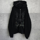 THERMAL LAYERED ZIP HOODIE ジュンナカヤマ サーマル ジップアップ フーディー パーカー ブラック - NEWSED