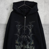 THERMAL LAYERED ZIP HOODIE ジュンナカヤマ サーマル ジップアップ フーディー パーカー ブラック - NEWSED