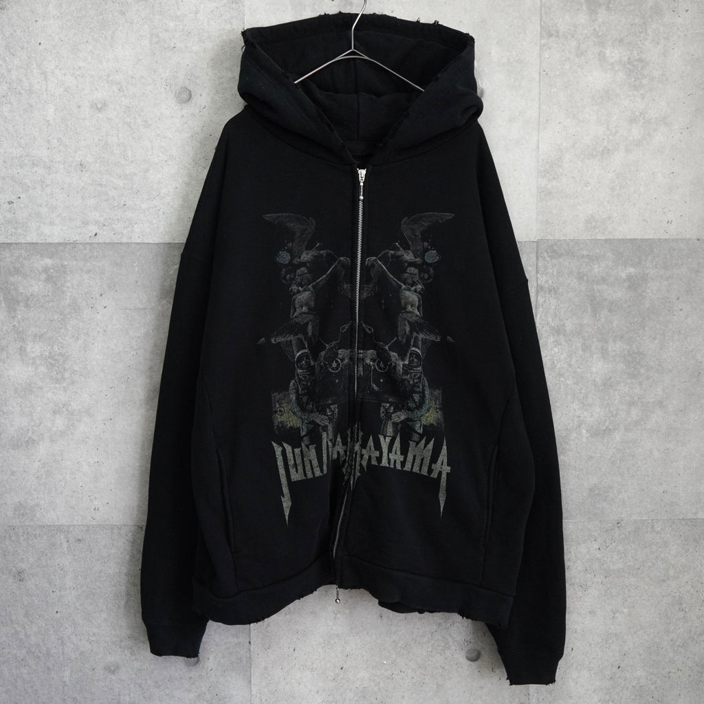 THERMAL LAYERED ZIP HOODIE ジュンナカヤマ サーマル ジップアップ フーディー パーカー ブラック