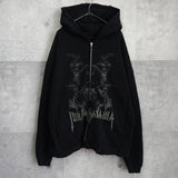 THERMAL LAYERED ZIP HOODIE ジュンナカヤマ サーマル ジップアップ フーディー パーカー ブラック - NEWSED