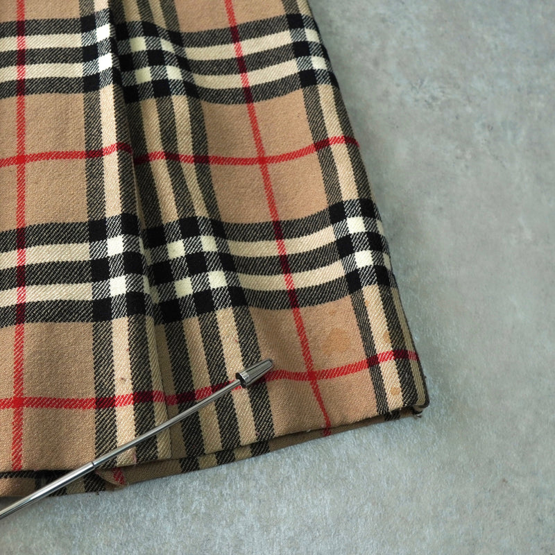 バーバリー ノバチェック ウール プリーツスカート ベージュ