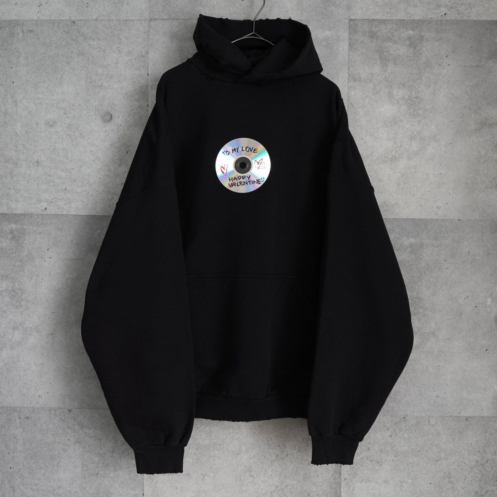 バレンシアガ TO MY LOVE HOODIE オーバーサイズ CD装飾 ダメージ加工