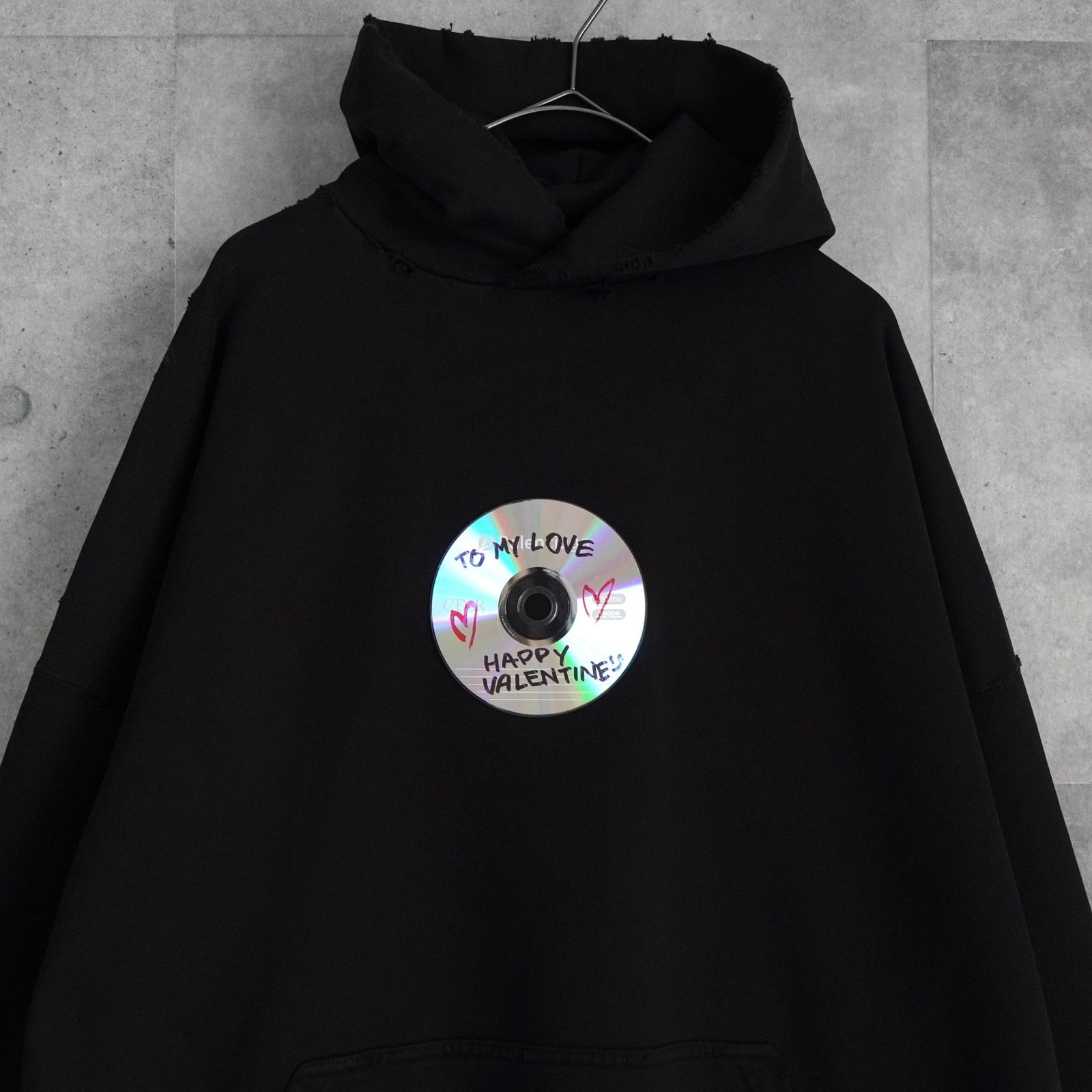 バレンシアガ TO MY LOVE HOODIE オーバーサイズ CD装飾 ダメージ加工