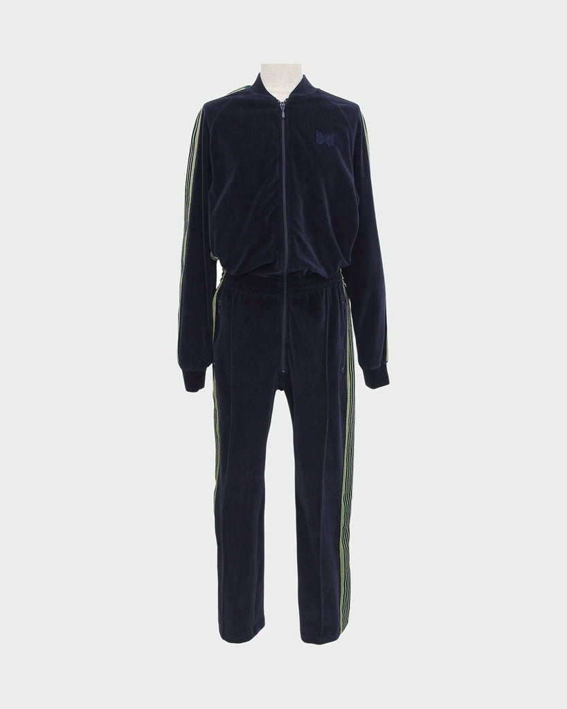 ニードルズ TRACK JUMP SUIT CITYSHOP別注 ロゴ刺繍 ベロア オールインワン ツナギ ネイビー XS レディース