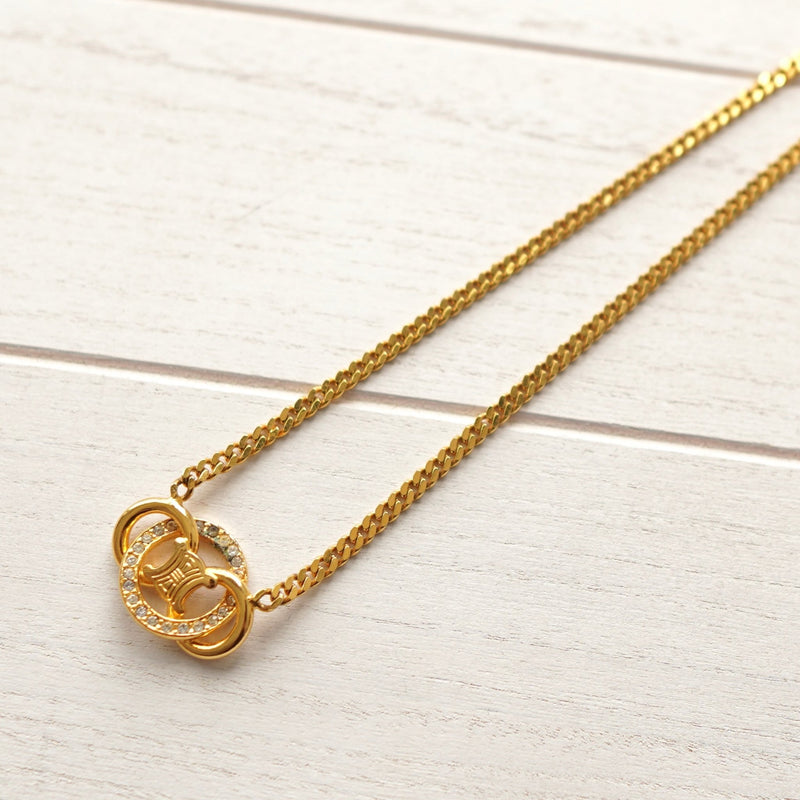 Triomphe Rhinestone Gold Necklace｜Made in Italy - NEWSED