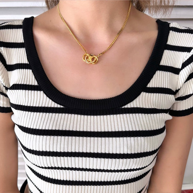 Triomphe Rhinestone Gold Necklace｜Made in Italy - NEWSED