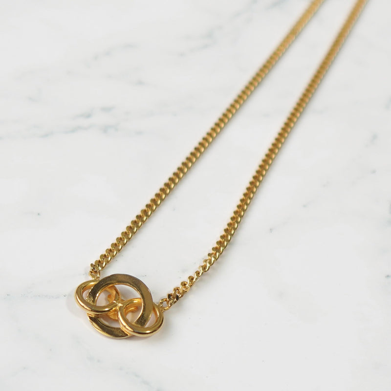 Triomphe Rhinestone GP Gold Necklace - NEWSED