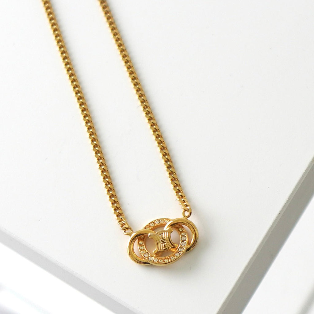 Triomphe Rhinestone GP Gold Necklace