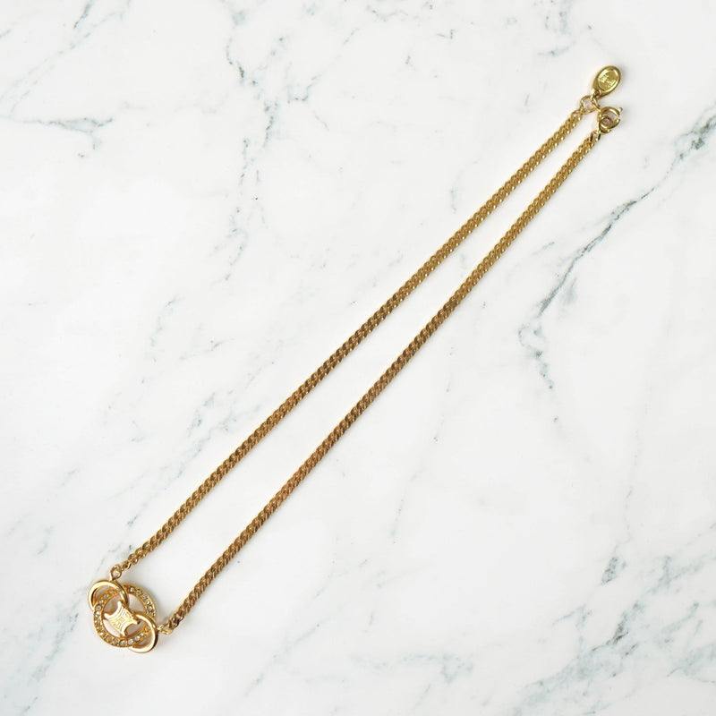 Triomphe Rhinestone GP Gold Necklace - NEWSED
