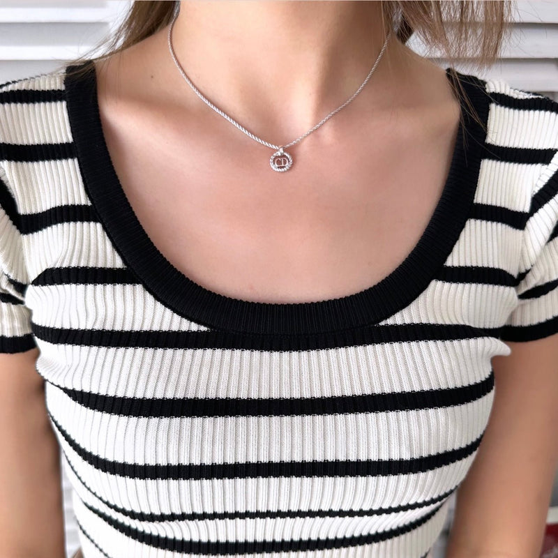 Twist Circle Top Silver Necklace - NEWSED