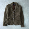 ポロ ラルフローレン シングル ツイード テーラードジャケット ブラウン レディース