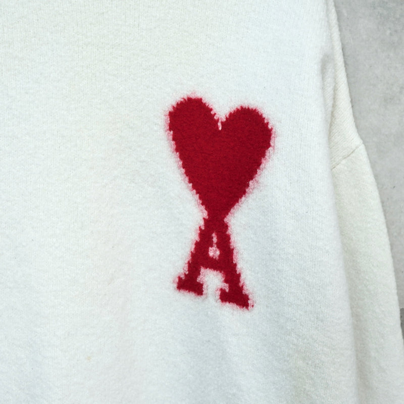 アミパリ アミ パリス ハートロゴ ニット アイボリー レディース