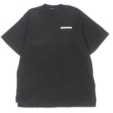 バレンシアガ UNIFIT ターニングロゴ オーバーサイズ ダメージ加工 クルーネック ショートスリーブ 半袖Ｔシャツ ブラック 5 メンズ - NEWSED