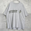Stüssy 美国制造徽标印花口袋 T 恤，灰色