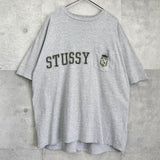 ステューシー USA製 ロゴ プリント ポケット Tシャツ グレー - NEWSED