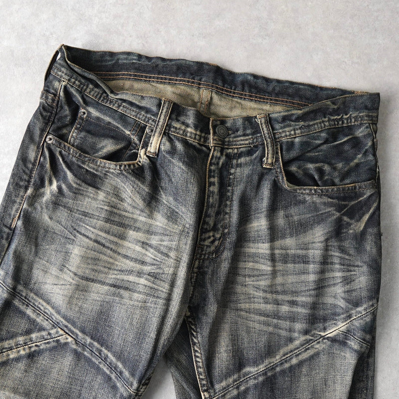 USED ヴィンテージ加工 デニム ジーンズ ブルー - NEWSED