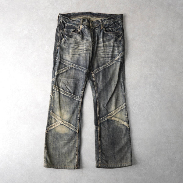 USED ヴィンテージ加工 デニム ジーンズ ブルー - NEWSED