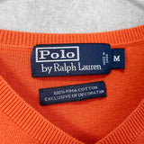 ポロ ラルフローレン ロゴ 刺繍 Ｖネック ニット オレンジ - NEWSED