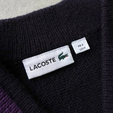 ラコステ ロゴパッチ Vネック ライン ウール ニット ネイビー メンズ - NEWSED
