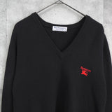 バーバリー ヴィンテージ ロゴ Vネック ニット ブラック - NEWSED