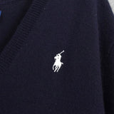 ポロ ラルフローレン ロゴ 刺繍 Vネック ニット ネイビー レディース - NEWSED