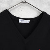 バーバリー ヴィンテージ ロゴ Vネック ニット ブラック - NEWSED