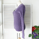 ポロ ラルフローレン ロゴ 刺繍 Vネック ニット パープル レディース - NEWSED