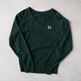 フレッドペリー Vネック ニット ロゴ 刺繍 グリーン - NEWSED