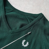 フレッドペリー Vネック ニット ロゴ 刺繍 グリーン - NEWSED