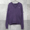 ポロ ラルフローレン ロゴ 刺繍 Vネック ニット パープル レディース