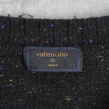 ヴァレンティノ ヴィンテージ Vネック ニット アーガイル柄 ロゴ 刺繍 ブラック - NEWSED