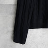ポロ ラルフローレン ワンポイントロゴ Vネック ケーブル編み ニット チルデンニット ブラック