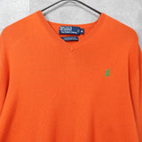 ポロ ラルフローレン ロゴ 刺繍 Ｖネック ニット オレンジ - NEWSED