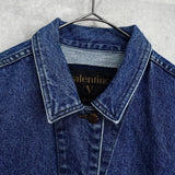 バレンティノ ジーンズ ヴィンテージ Vロゴ ボタン 刺繍 デニムジャケット ブルー - NEWSED