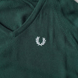 フレッドペリー Vネック ニット ロゴ 刺繍 グリーン - NEWSED